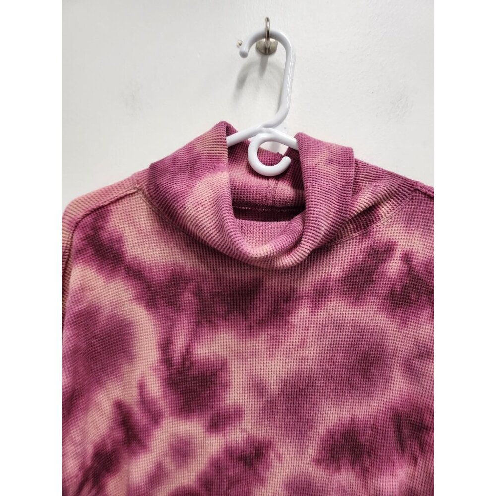 Anthropologie Maeve Womens Top Small Pink Tie Dye Thermal Cowl Neck BOHO - Picture 2 of 9